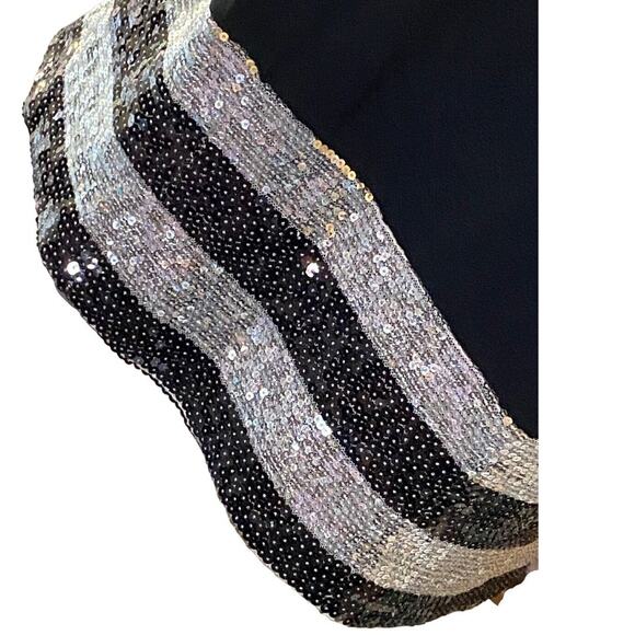 Preppy XXI Womens M Black Viscose Sequined Silver/Black Trim Bottom Sheath Dress - Picture 8 of 12